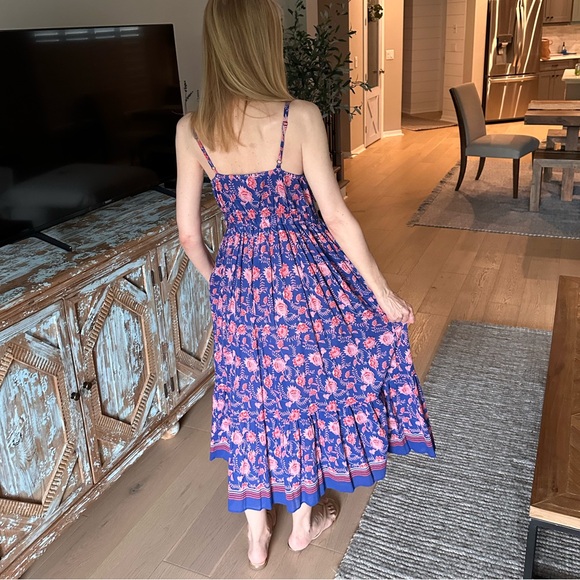 NWT XiRENA Vibrant Bardot Bleu Fleur Floral Midi Dress (Size Small) - Picture 3 of 14